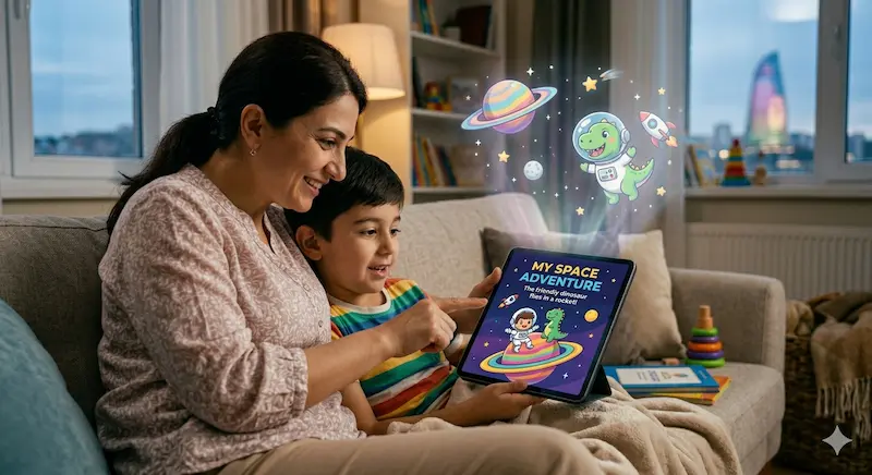 AI storytelling for kids practicing English