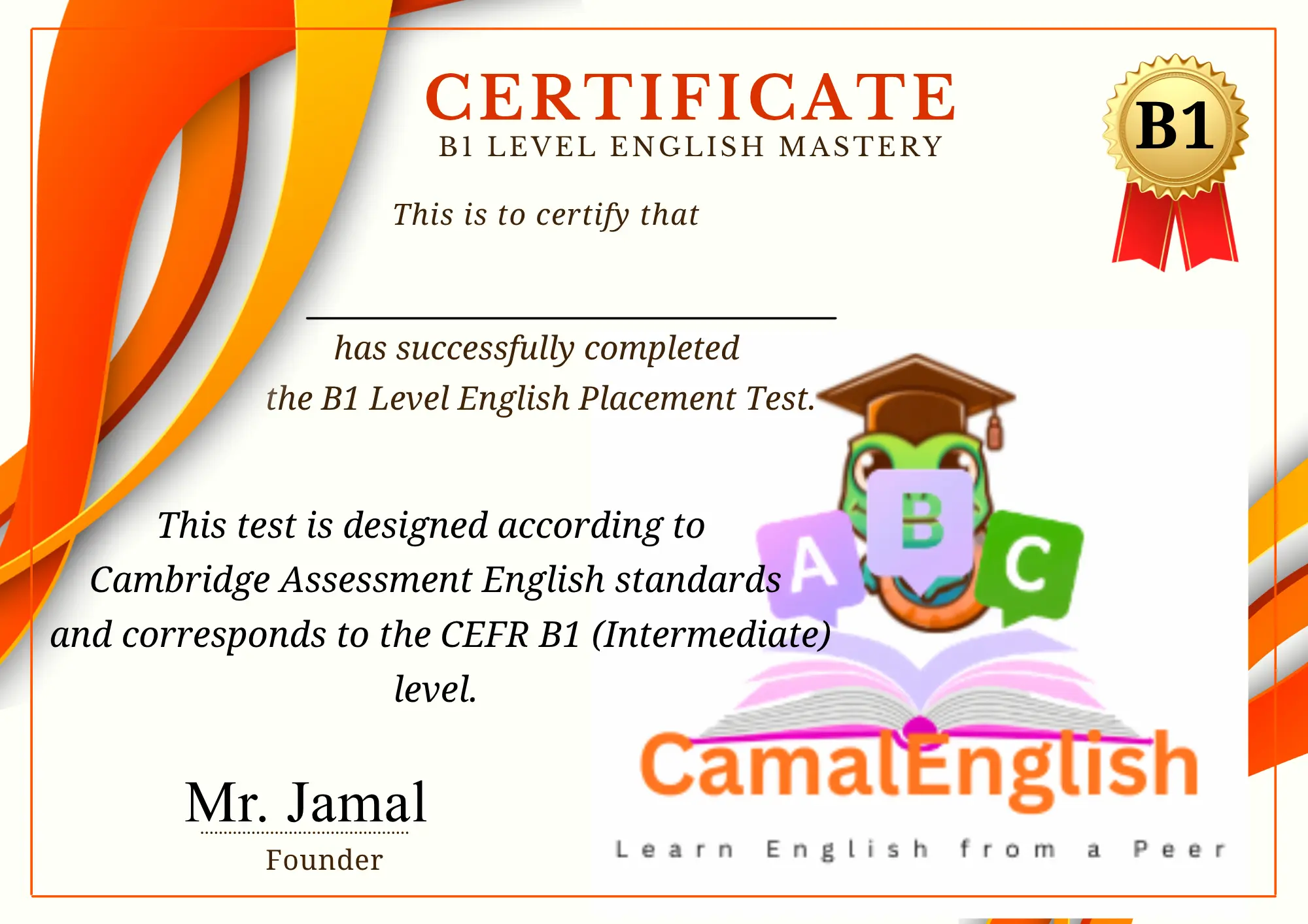 Children’s B1 English Test with Free Certificate | CEFR Standard Online Assessment
