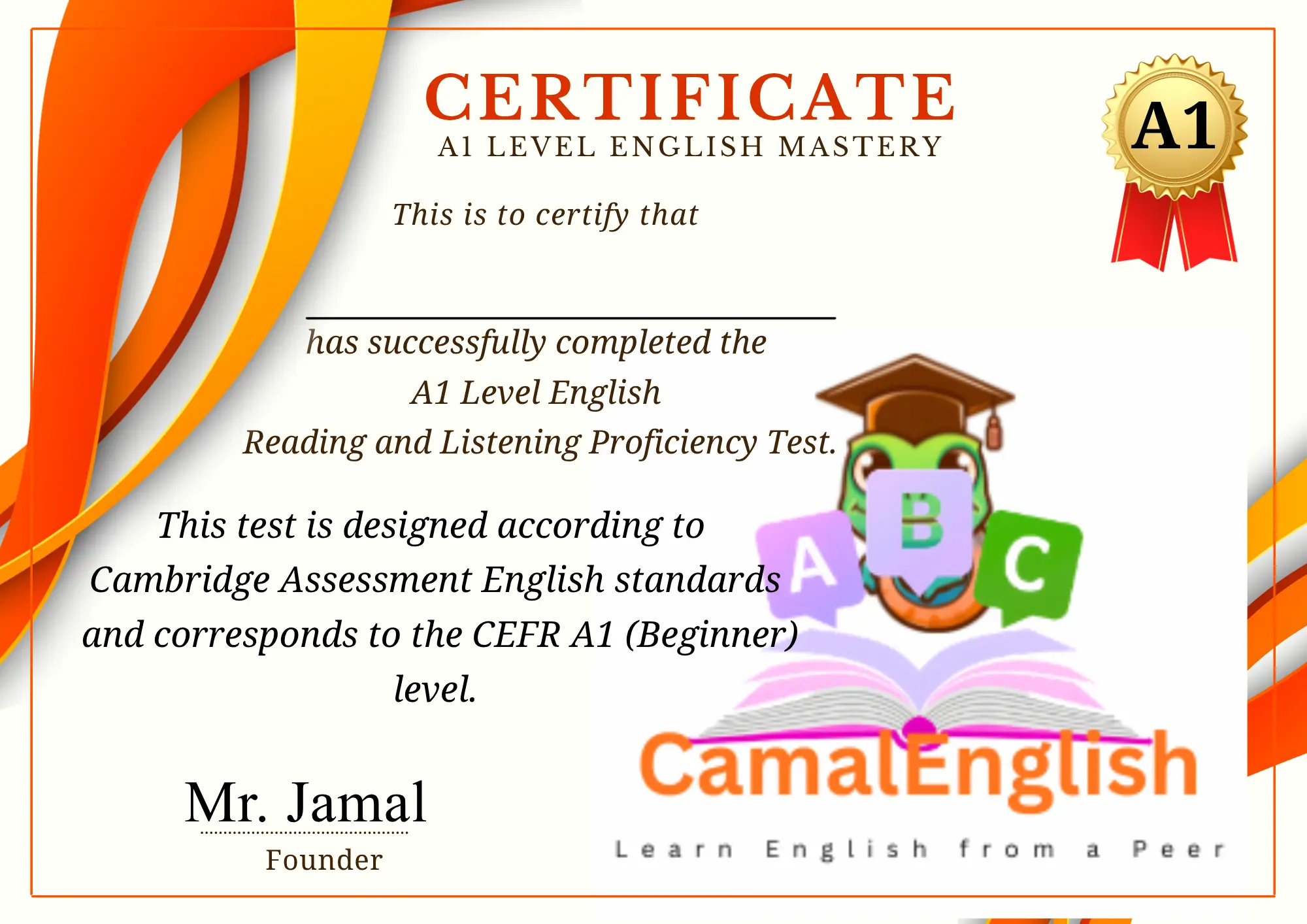 A1 English Proficiency Certificate