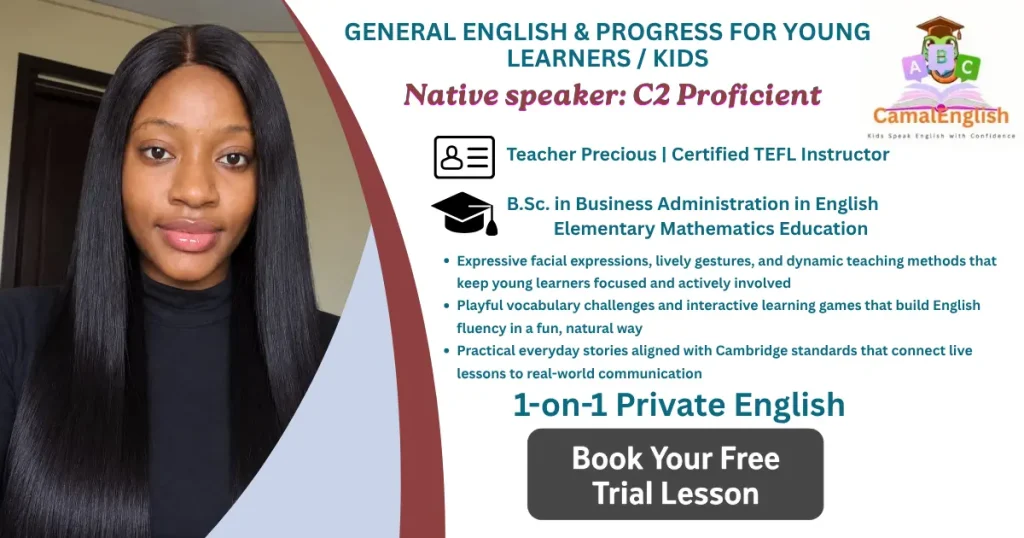 Teacher Precious holding online General English class for young learners